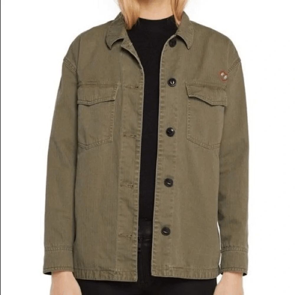 Rag & Bone Jean Military Green Irving Button Up Shirt Jacket Women's Size Medium